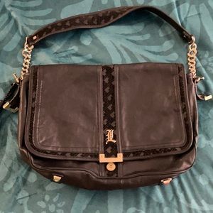 Lamb Black Purse/messenger bag with velvet trim